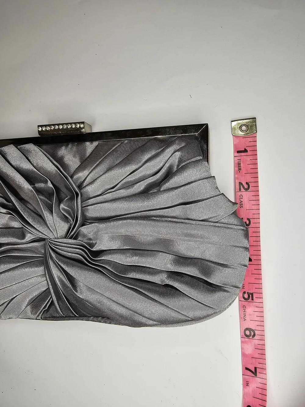 NWT Silver Satin Ruched Evening Clutch Crossbody Bag Formal Prom Wedding Chain